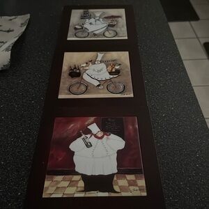 Charming Chef Wall Art Set - Brown Frames 9”x9”